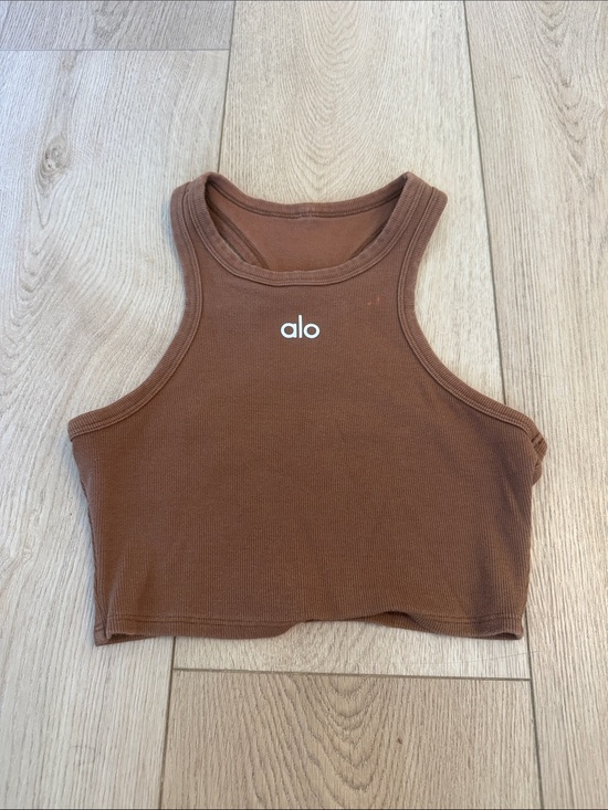 ALO Yoga Tops - ALO Yoga Brown Ribbed Racerback Crop Top